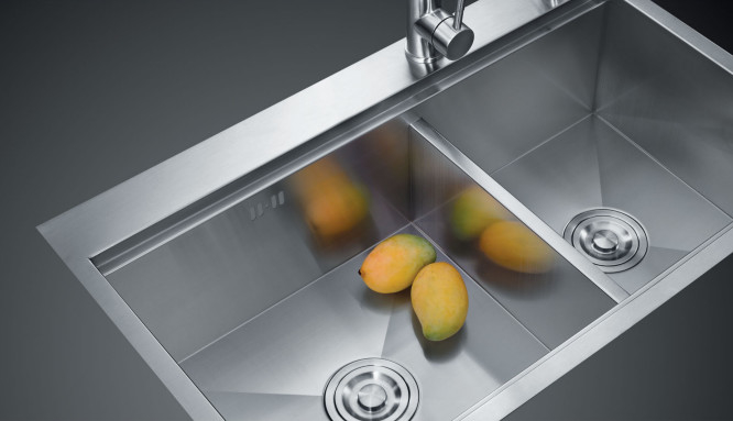 Cuenco comercial de color plateado de acero inoxidable de doble cuenco Cuenco de cocina de lujo