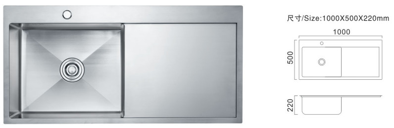 Cuencos de cocina de una sola taza de 81 cm Tipo de plato de fregadero de acero inoxidable comercial personalizado