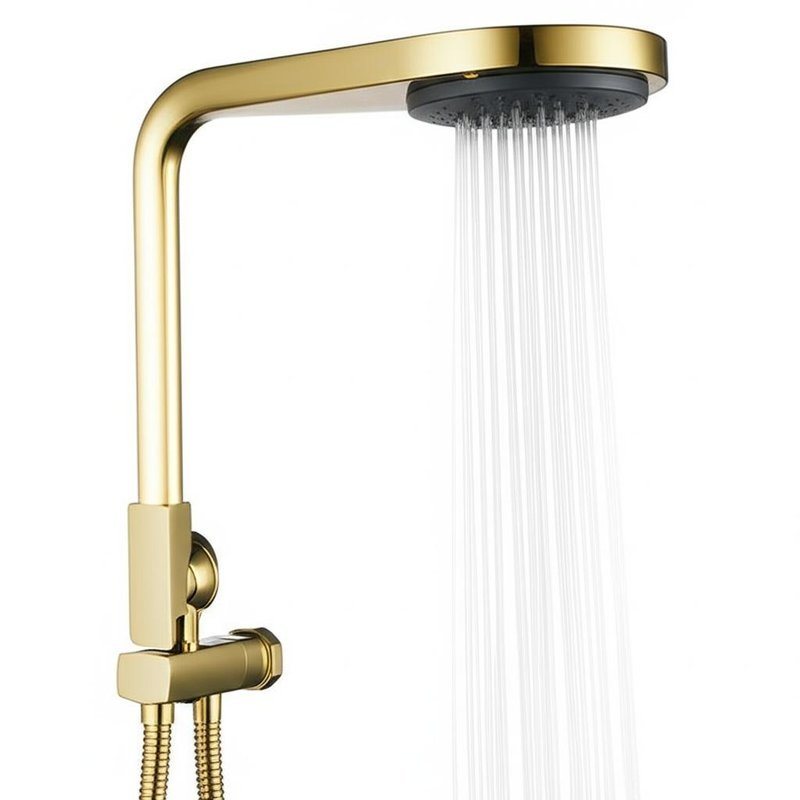 Panel de ducha SPA color bronce con sistema de hidroterapia de 8 chorros corporales y cabezal de lluvia, grifería de latón