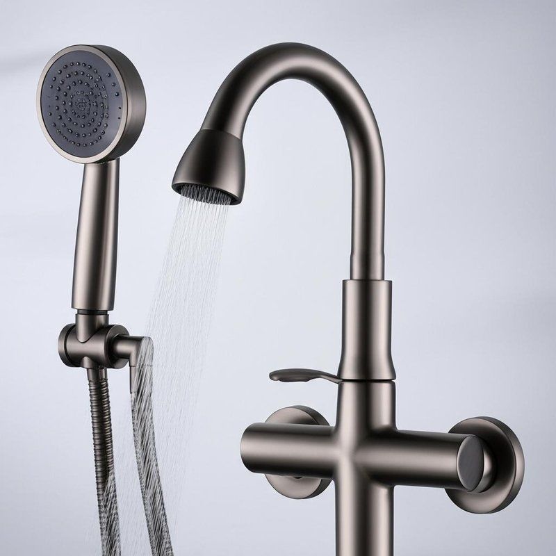 Blanco moderno panel de agua de la ducha del grifo montado en la pared de doble control con 4 funciones de pulverización de mano