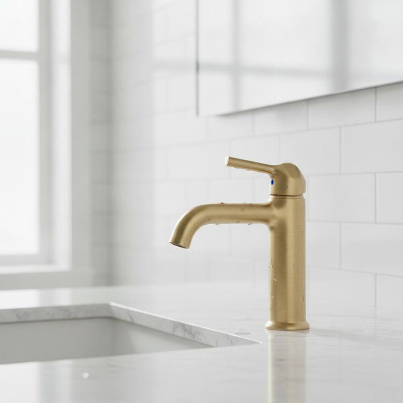 Agua fría de latón grifo de cuenca de latón cepillado acabado cuarto giro cartucho cerámico de entrada única diseño